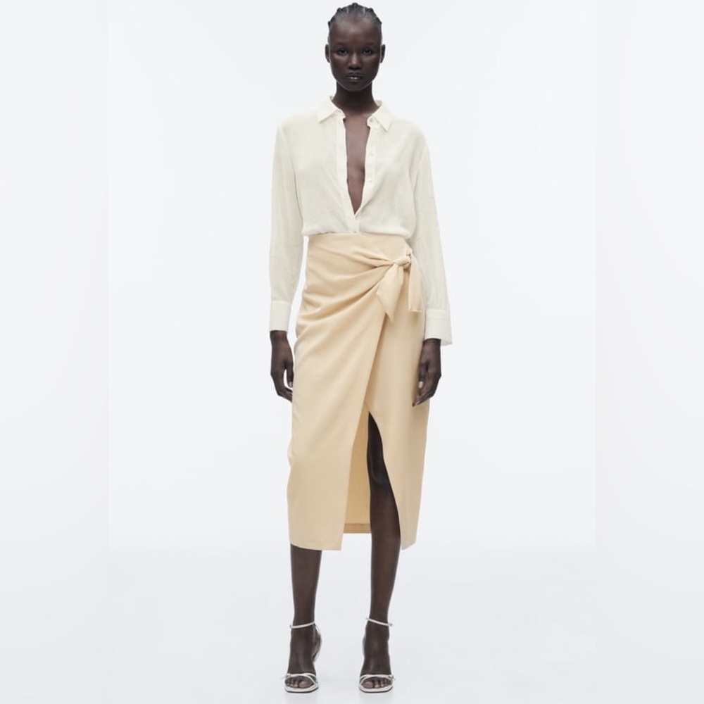 NWT Zara Wrap Skirt with Bow Detail